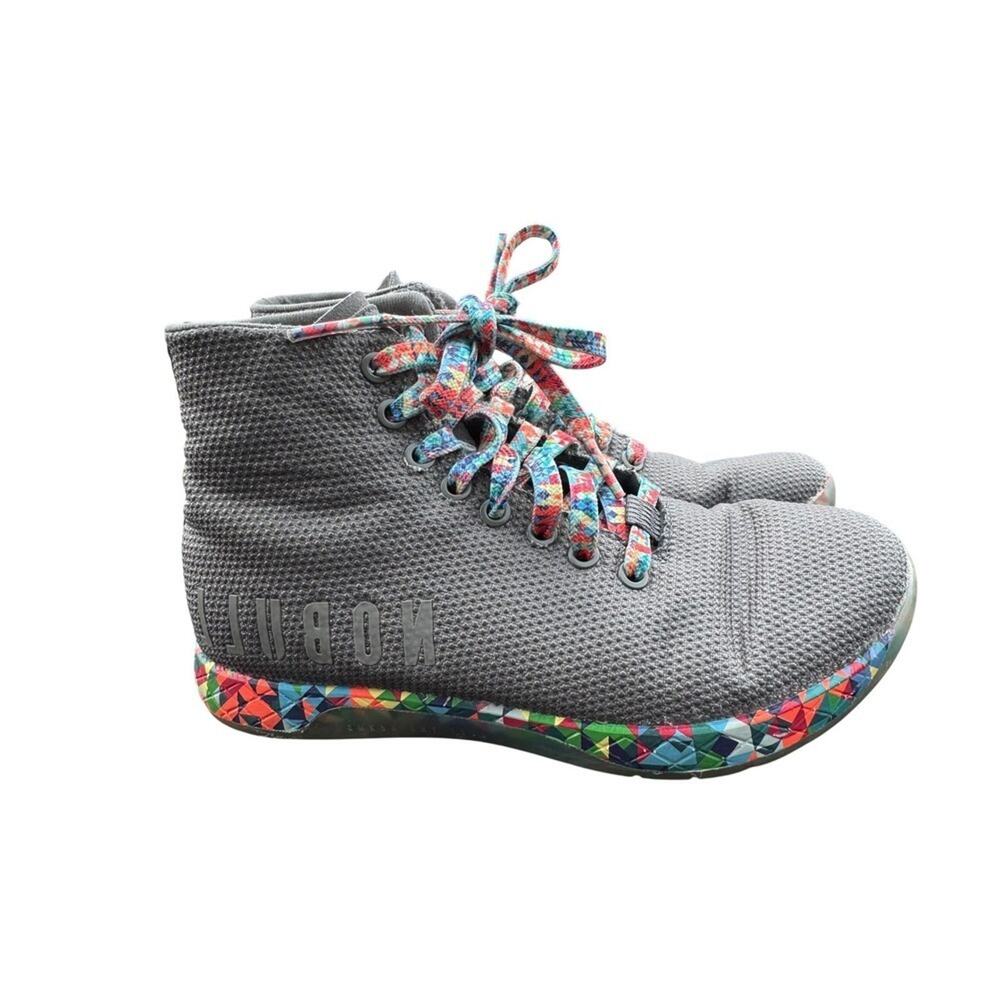 NOBULL Out Work High Top Trainers Grey Mosaic Gym Cross Training Shoes Women 7